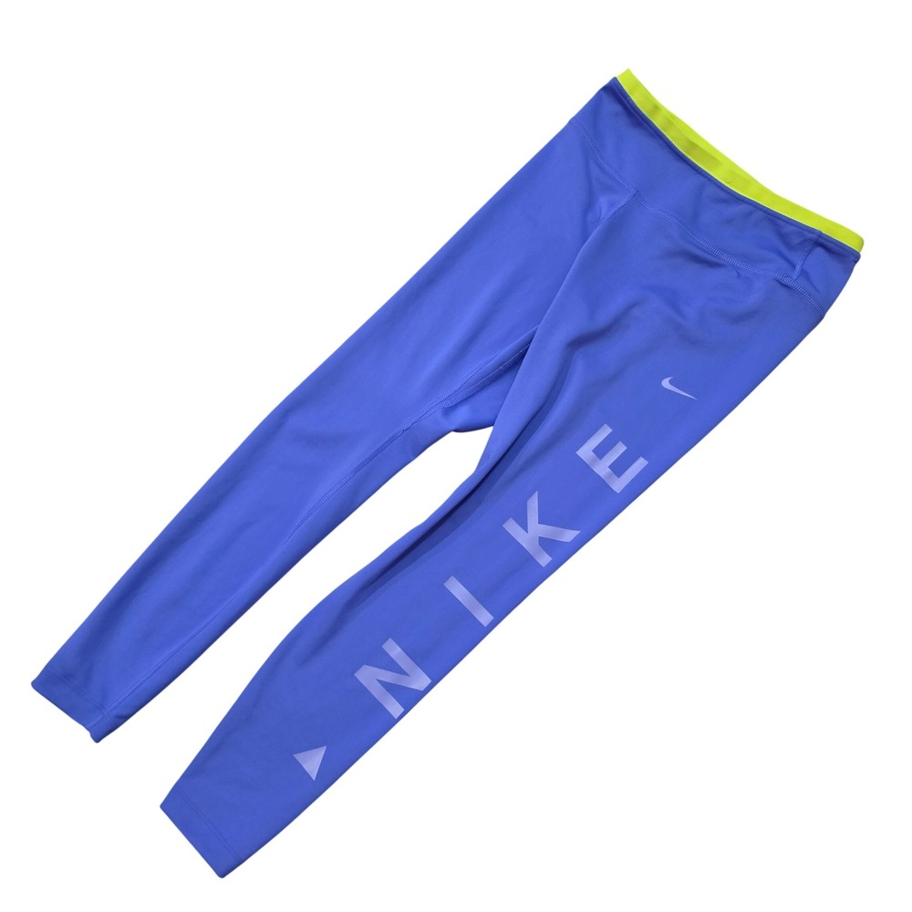 Nike Dri-FIT One Women Purple Neon Yellow Graphic Training Leggings Small